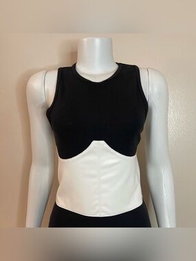 Plus size white PU leather elastic strappy waistband corset belt